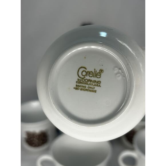 Vintage CORELLE Batik Cups & Saucers Brown Button Flowers Floral Set of 6 - Picture 6 of 6